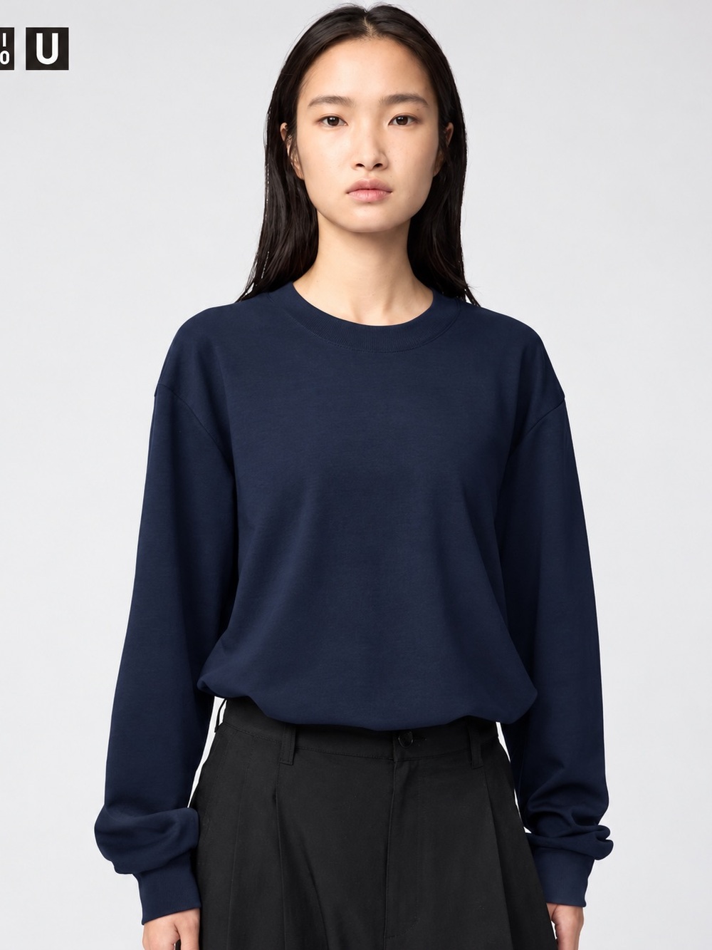 Uniqlo AIRism Cotton long-sleeve T-shirt, unisex, size XS. Long-sleeve style.
